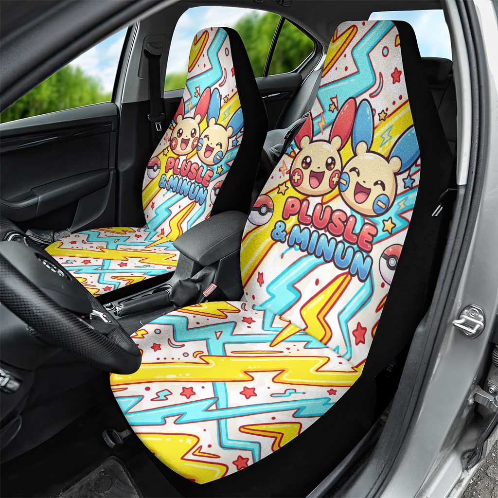 Plusle & Minun Car Seat Cover Colorful Kawaii Lightning Pop Art