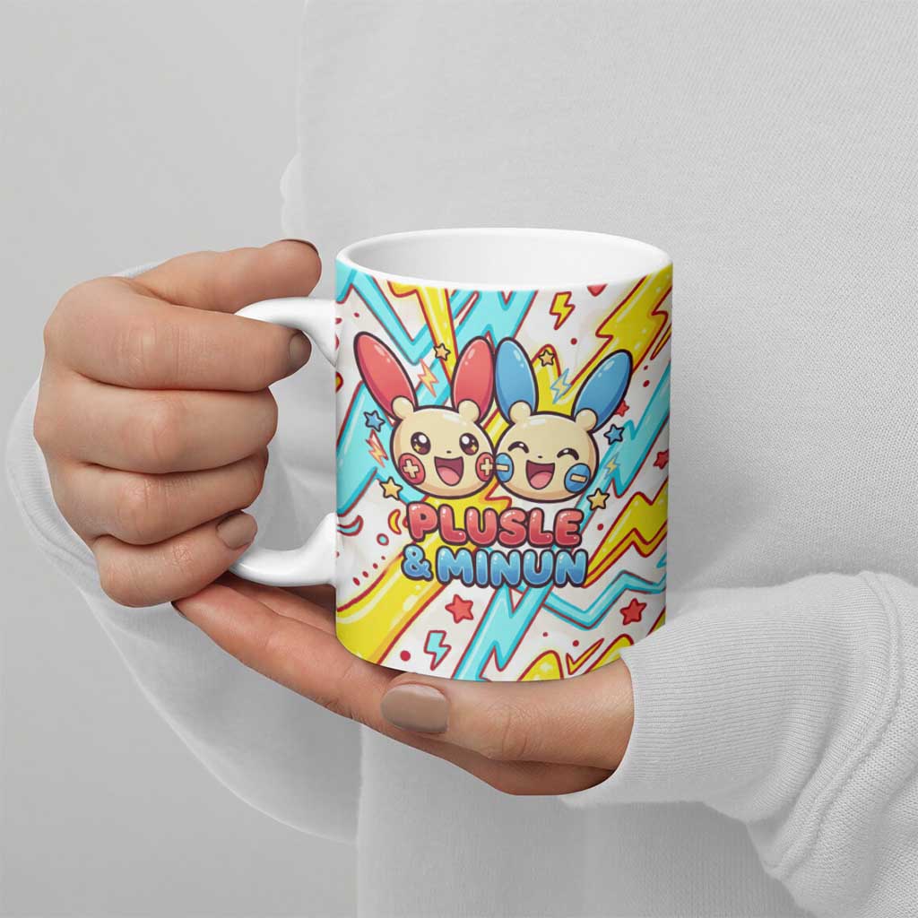 Plusle & Minun Ceramic Mug Colorful Kawaii Lightning Pop Art