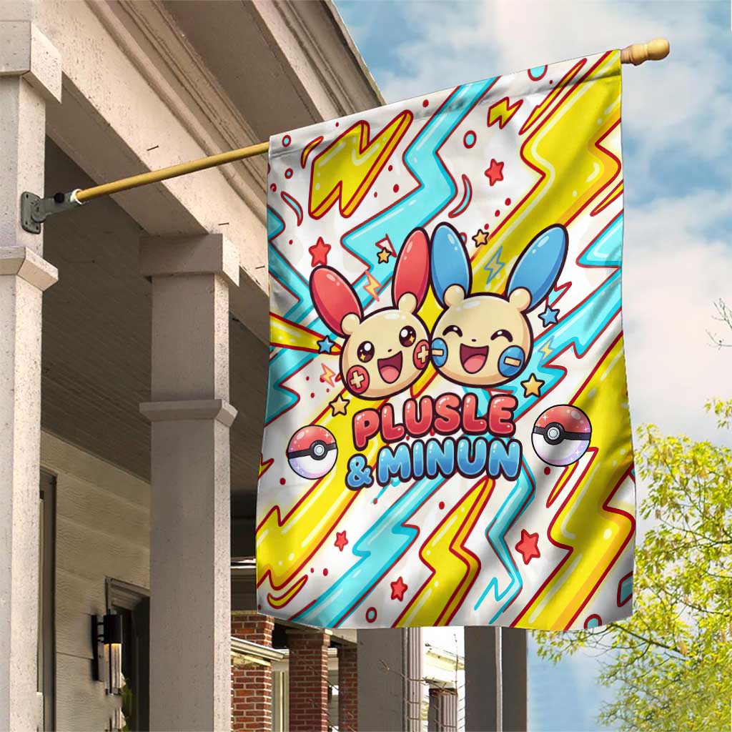 Plusle & Minun Garden Flag Colorful Kawaii Lightning Pop Art