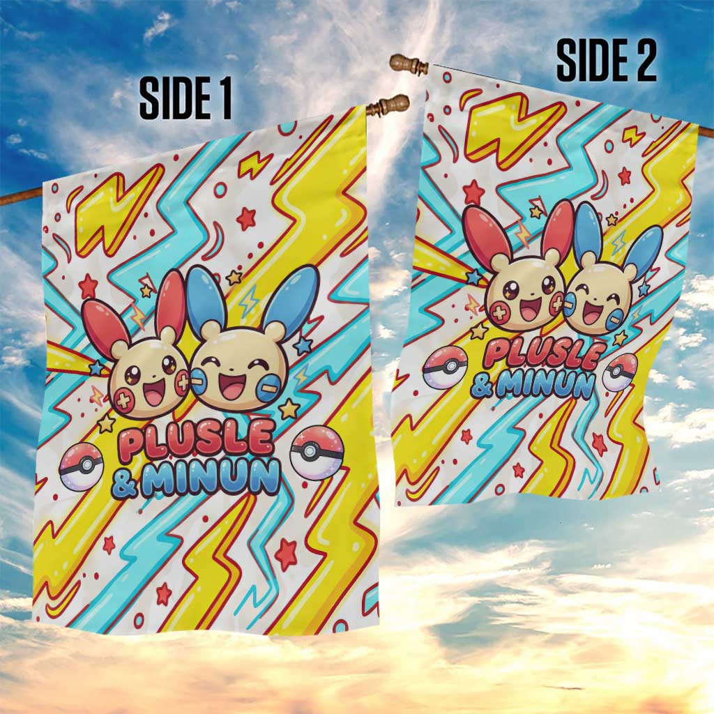 Plusle & Minun Garden Flag Colorful Kawaii Lightning Pop Art
