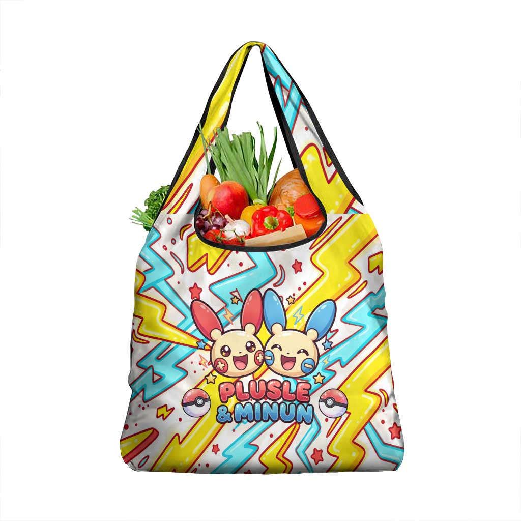 Plusle & Minun Grocery Bag Colorful Kawaii Lightning Pop Art