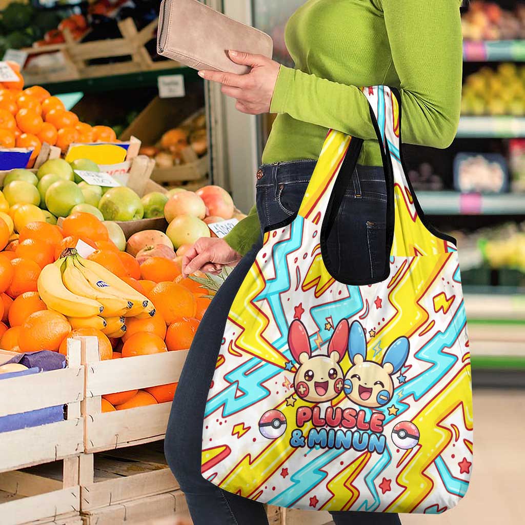Plusle & Minun Grocery Bag Colorful Kawaii Lightning Pop Art
