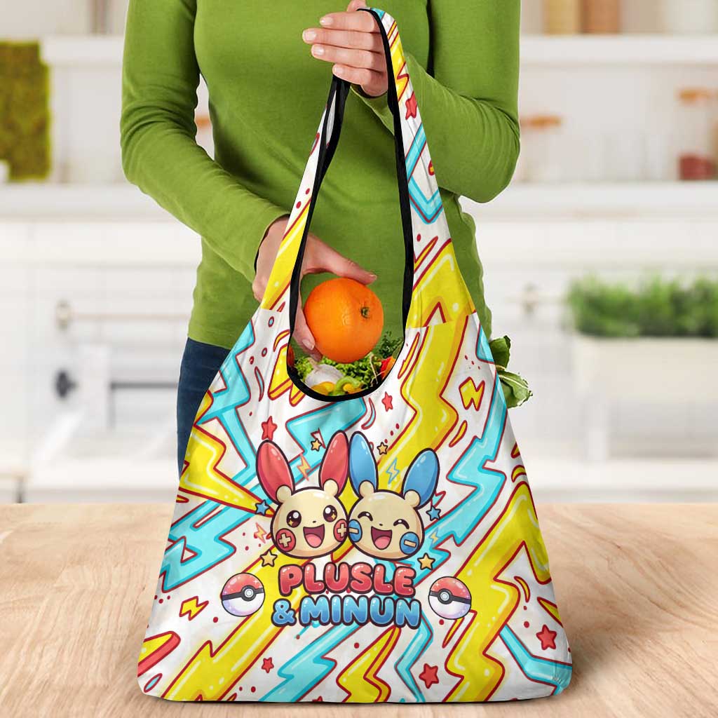 Plusle & Minun Grocery Bag Colorful Kawaii Lightning Pop Art