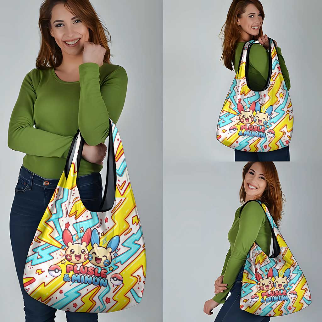 Plusle & Minun Grocery Bag Colorful Kawaii Lightning Pop Art