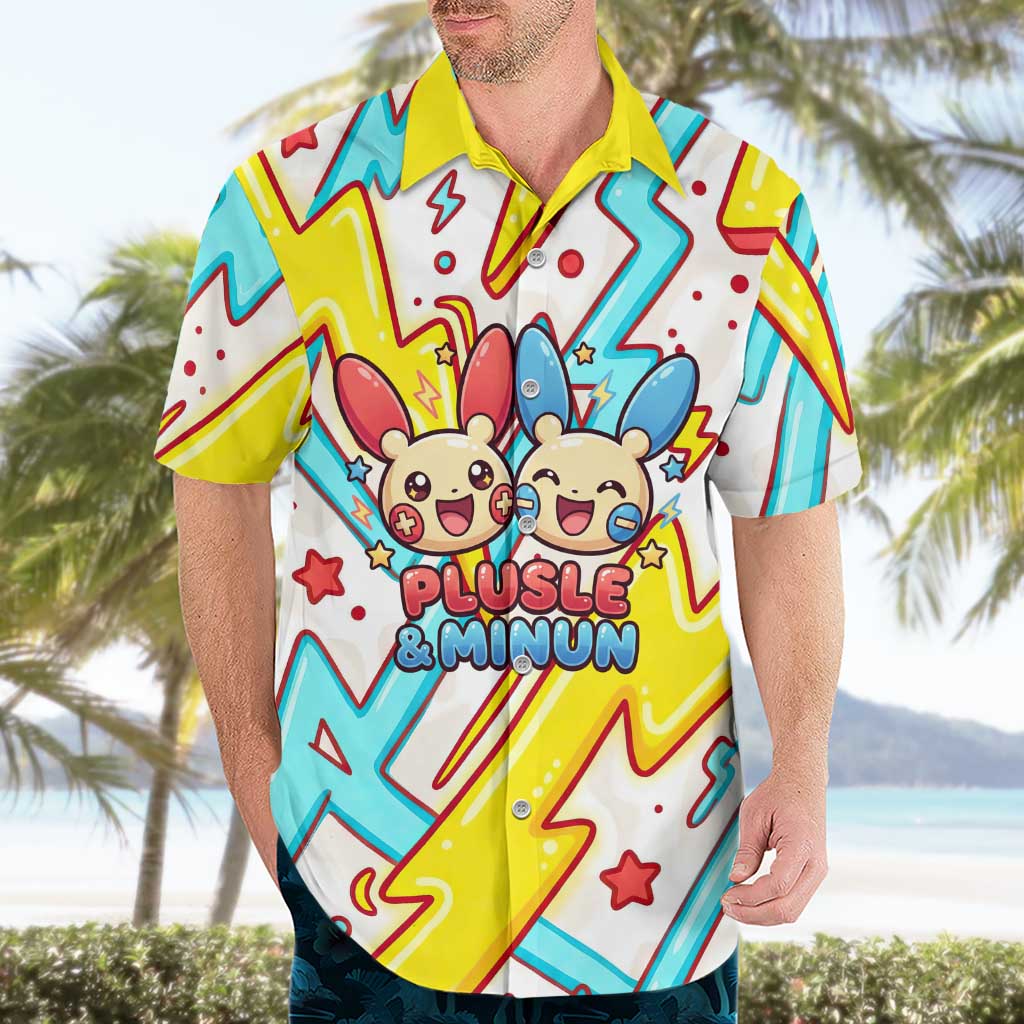 Plusle & Minun Hawaiian Shirt Colorful Kawaii Lightning Pop Art