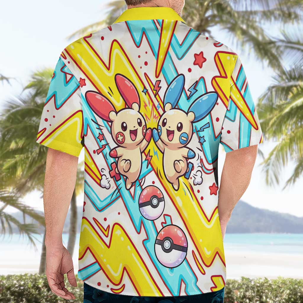 Plusle & Minun Hawaiian Shirt Colorful Kawaii Lightning Pop Art