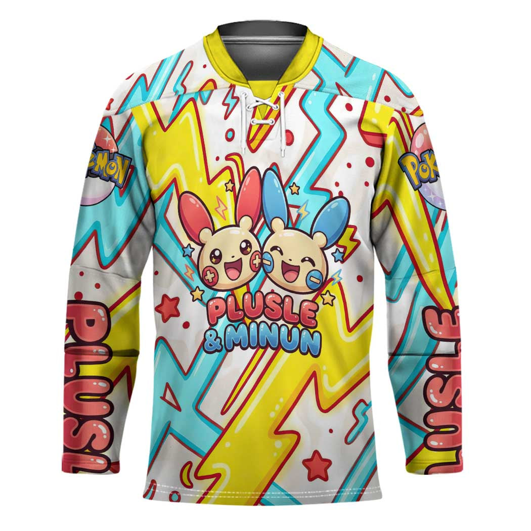 Plusle & Minun Hockey Jersey Colorful Kawaii Lightning Pop Art