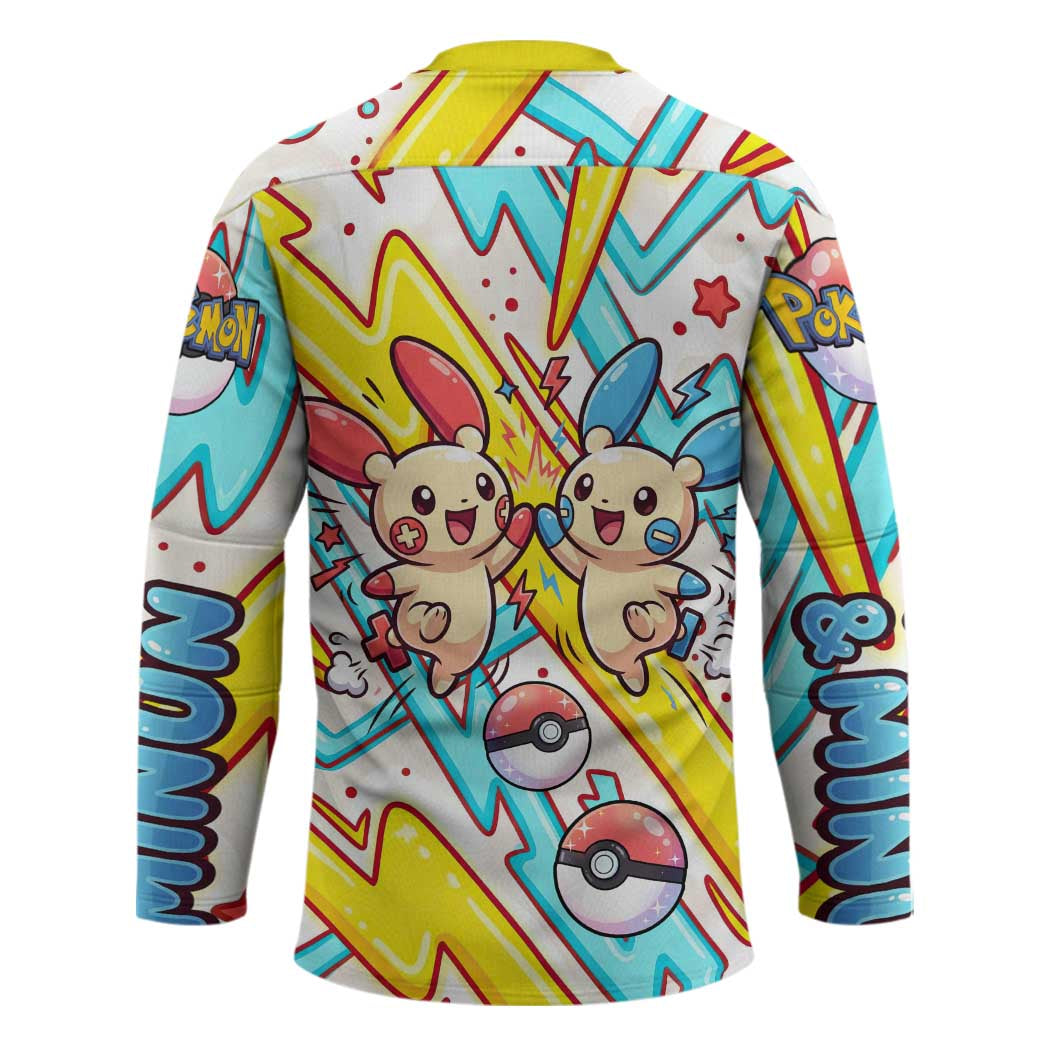 Plusle & Minun Hockey Jersey Colorful Kawaii Lightning Pop Art