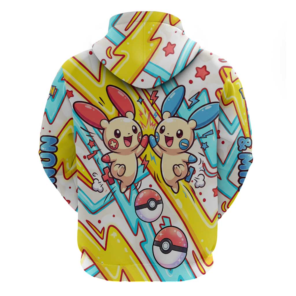 Plusle & Minun Hoodie Colorful Kawaii Lightning Pop Art
