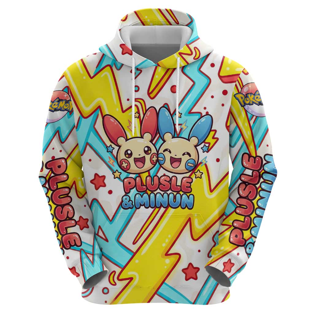 Plusle & Minun Hoodie Colorful Kawaii Lightning Pop Art