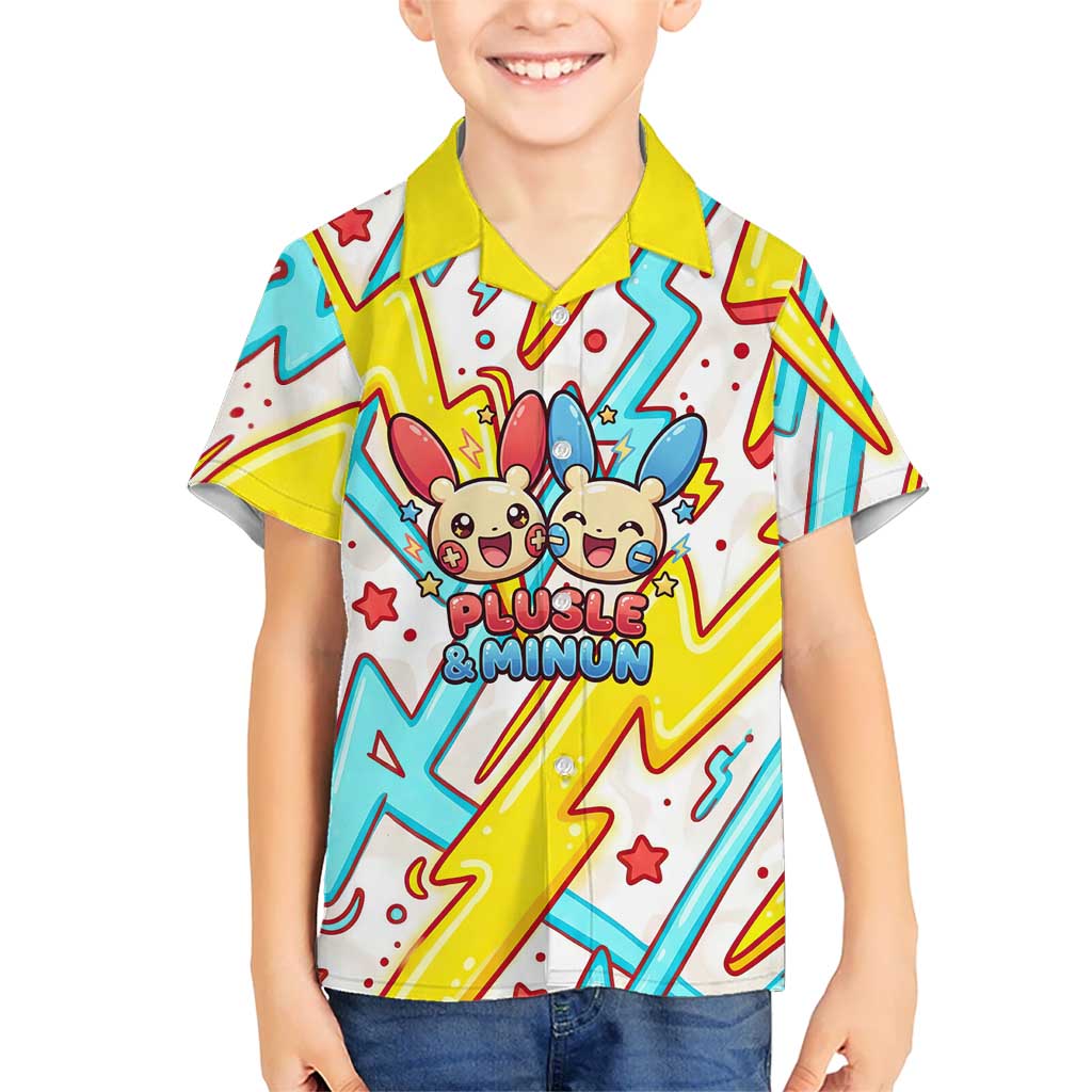 Plusle & Minun Kid Hawaiian Shirt Colorful Kawaii Lightning Pop Art