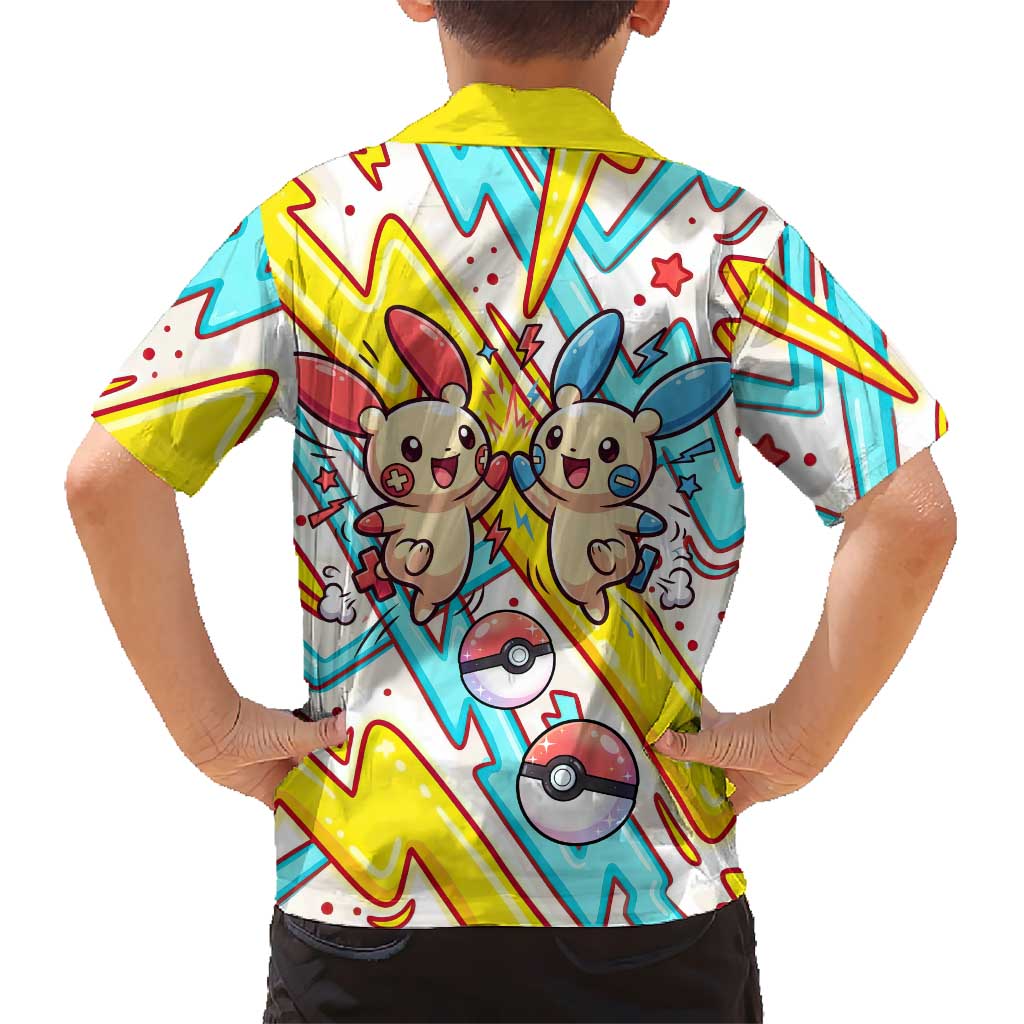 Plusle & Minun Kid Hawaiian Shirt Colorful Kawaii Lightning Pop Art