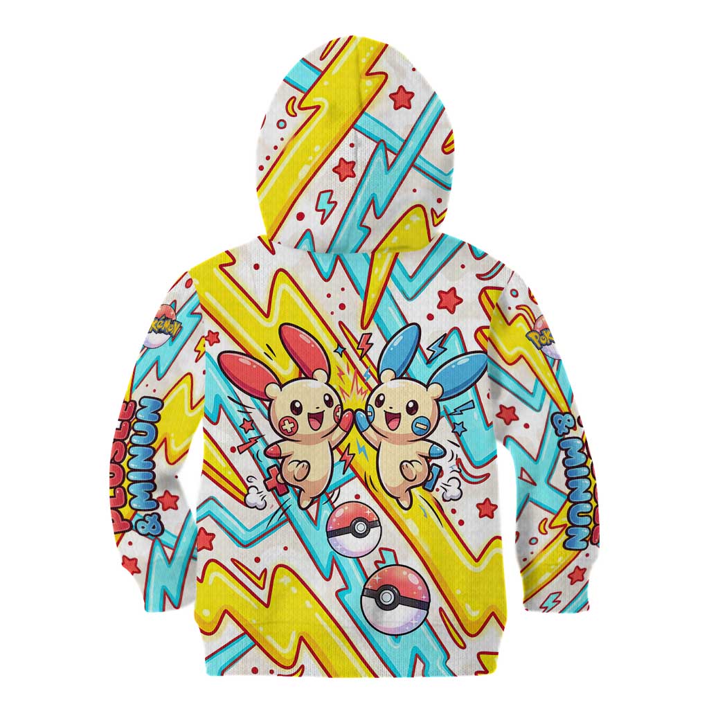 Plusle & Minun Kid Hoodie Colorful Kawaii Lightning Pop Art
