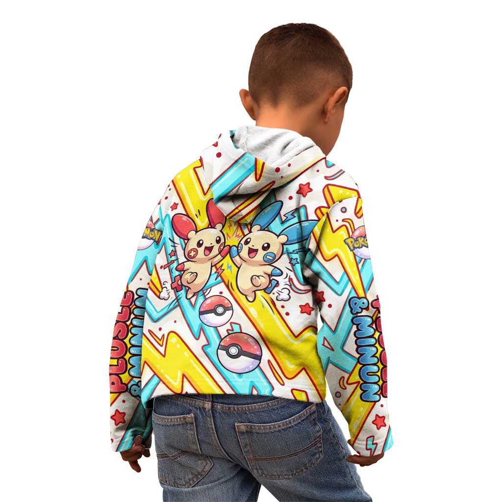 Plusle & Minun Kid Hoodie Colorful Kawaii Lightning Pop Art