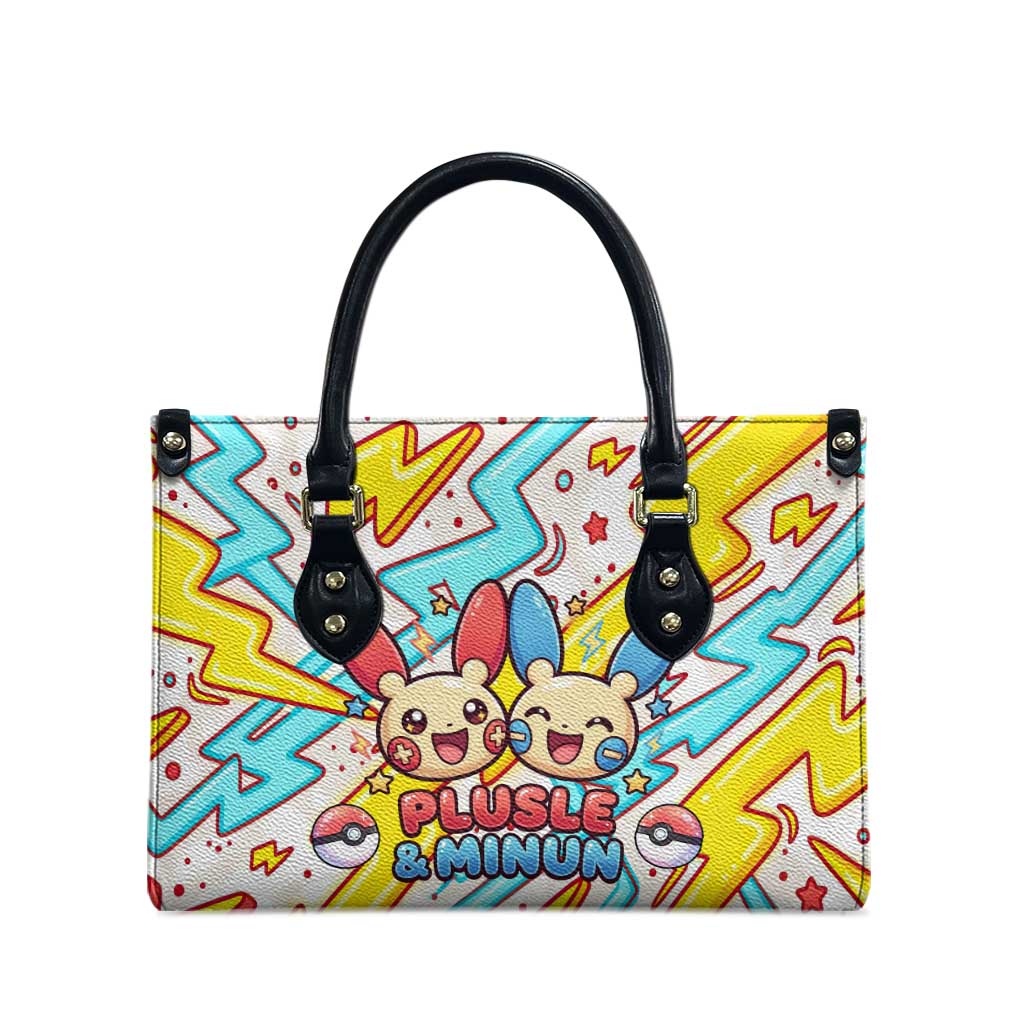 Plusle & Minun Leather Bag Colorful Kawaii Lightning Pop Art