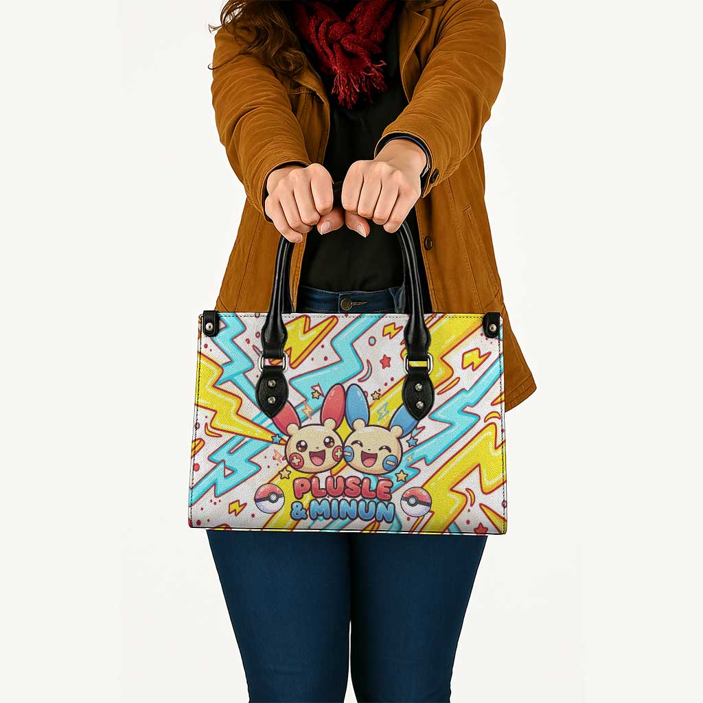 Plusle & Minun Leather Bag Colorful Kawaii Lightning Pop Art