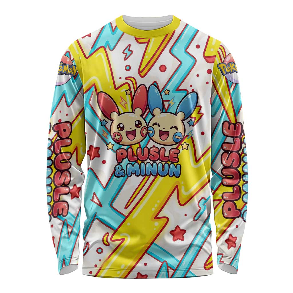 Plusle & Minun Long Sleeve Shirt Colorful Kawaii Lightning Pop Art