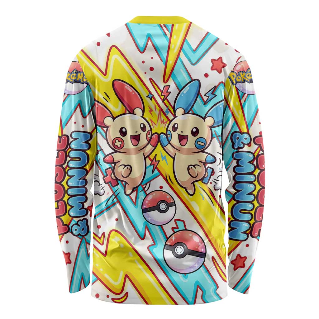 Plusle & Minun Long Sleeve Shirt Colorful Kawaii Lightning Pop Art
