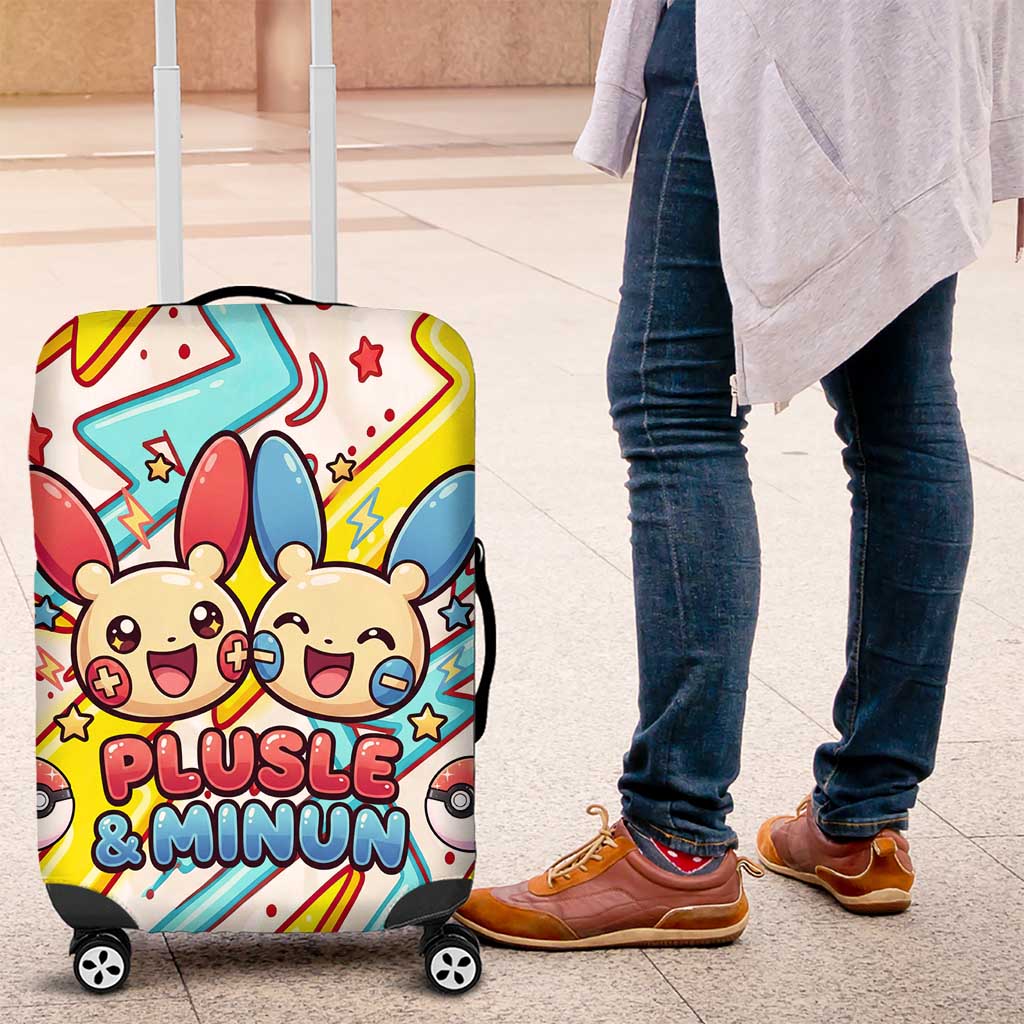 Plusle & Minun Luggage Cover Colorful Kawaii Lightning Pop Art