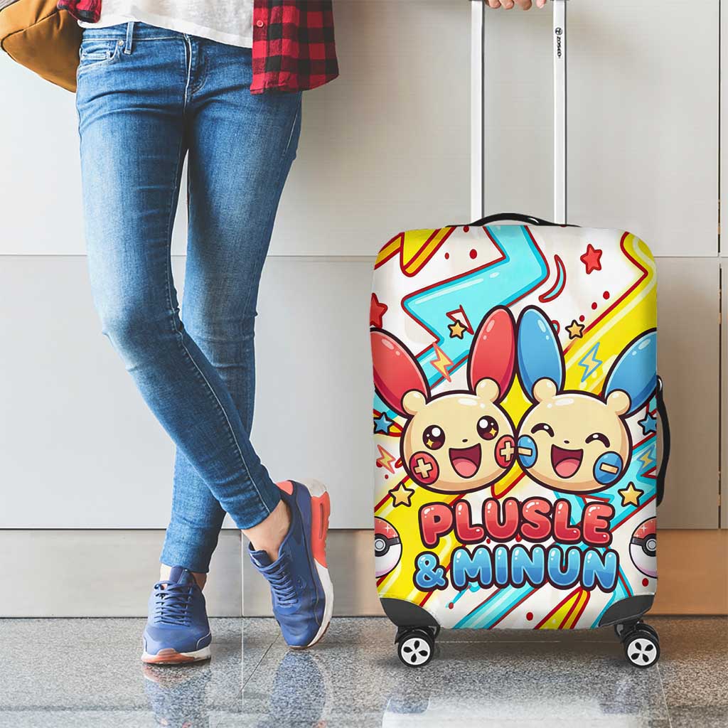 Plusle & Minun Luggage Cover Colorful Kawaii Lightning Pop Art
