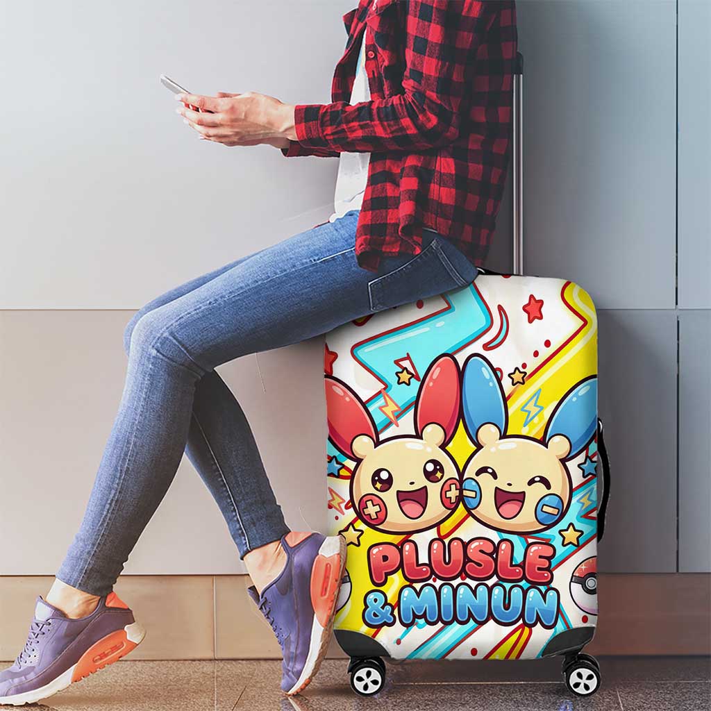 Plusle & Minun Luggage Cover Colorful Kawaii Lightning Pop Art