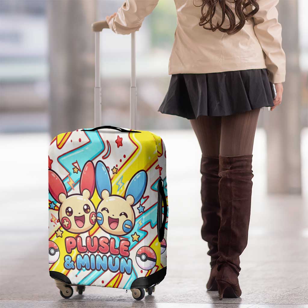 Plusle & Minun Luggage Cover Colorful Kawaii Lightning Pop Art