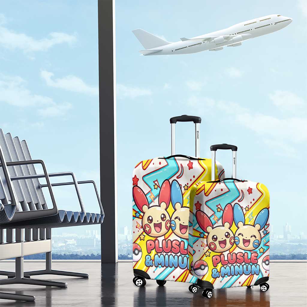 Plusle & Minun Luggage Cover Colorful Kawaii Lightning Pop Art