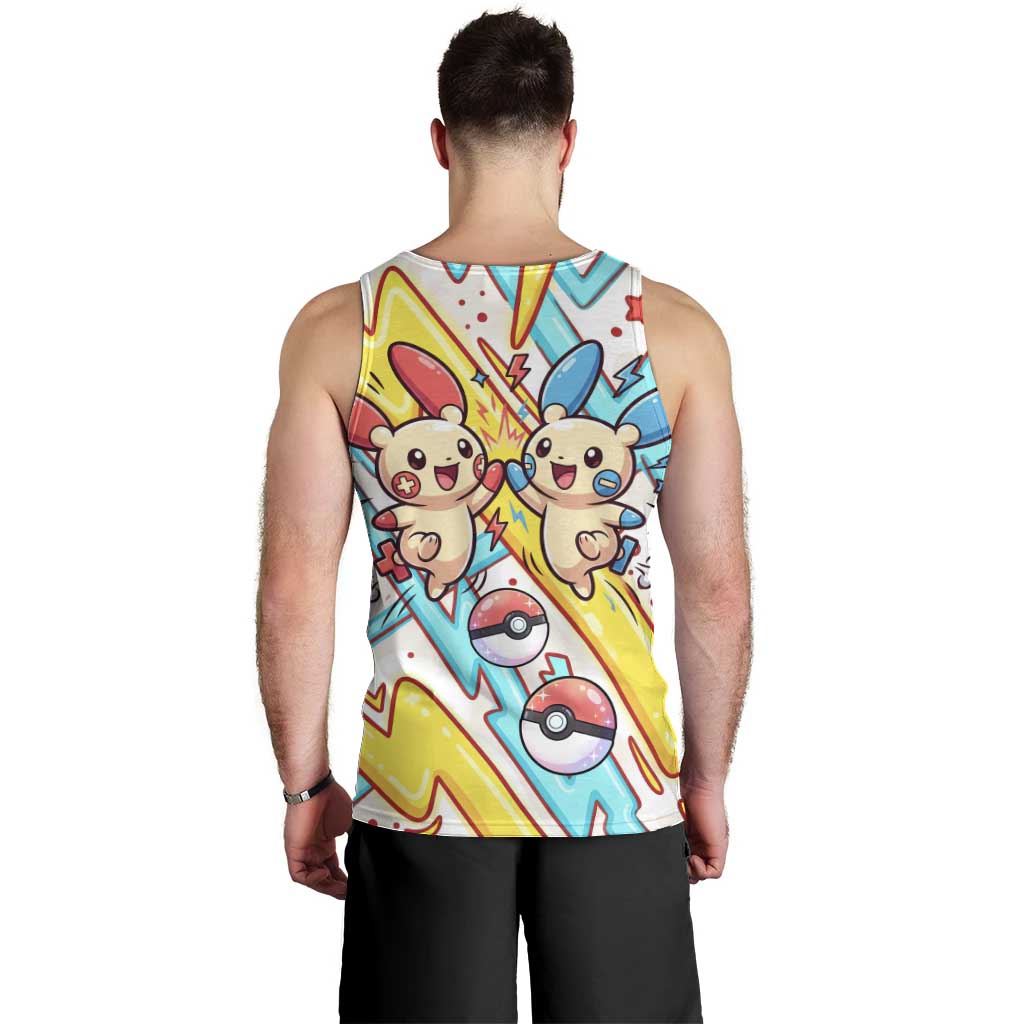 Plusle & Minun Men Tank Top Colorful Kawaii Lightning Pop Art