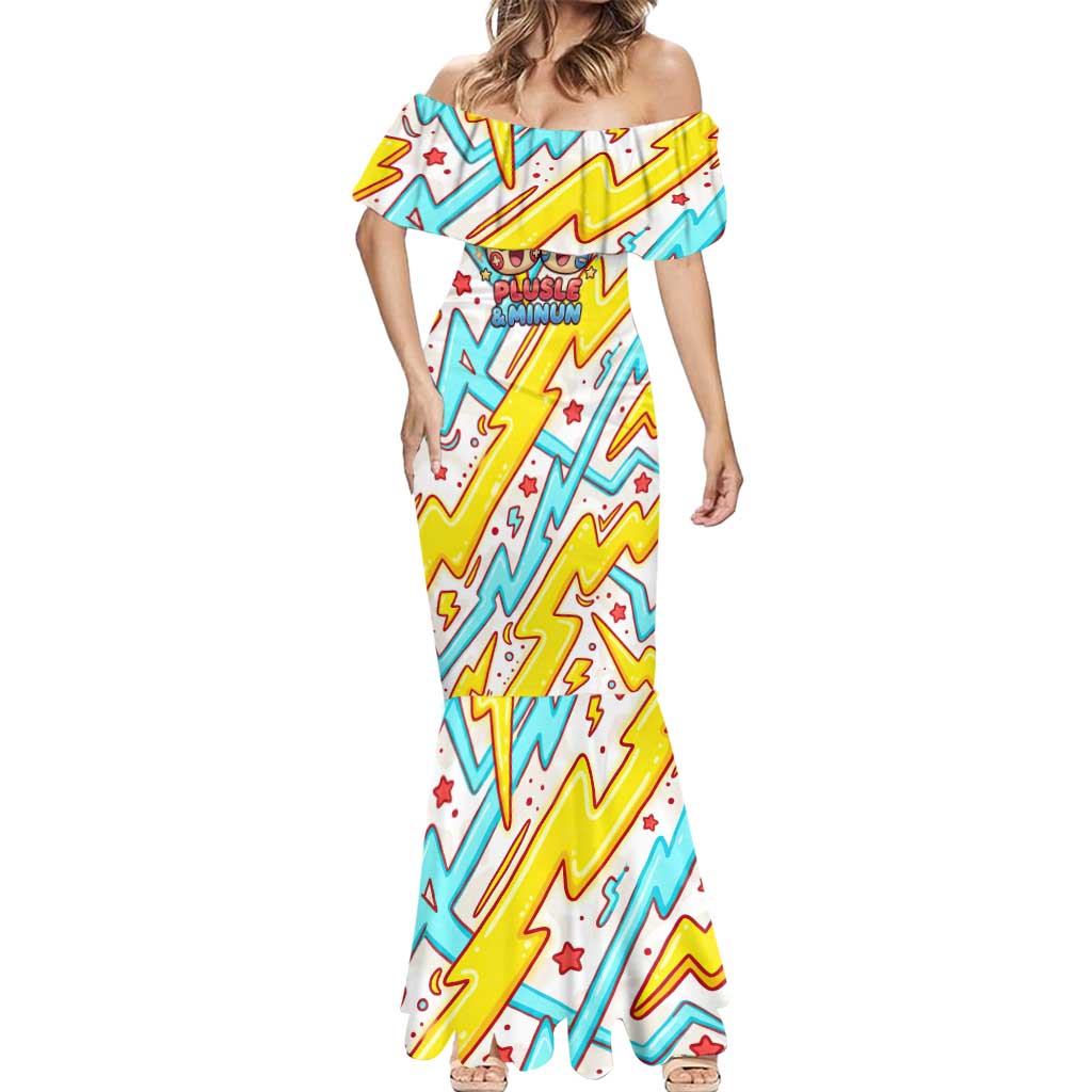 Plusle & Minun Mermaid Dress Colorful Kawaii Lightning Pop Art