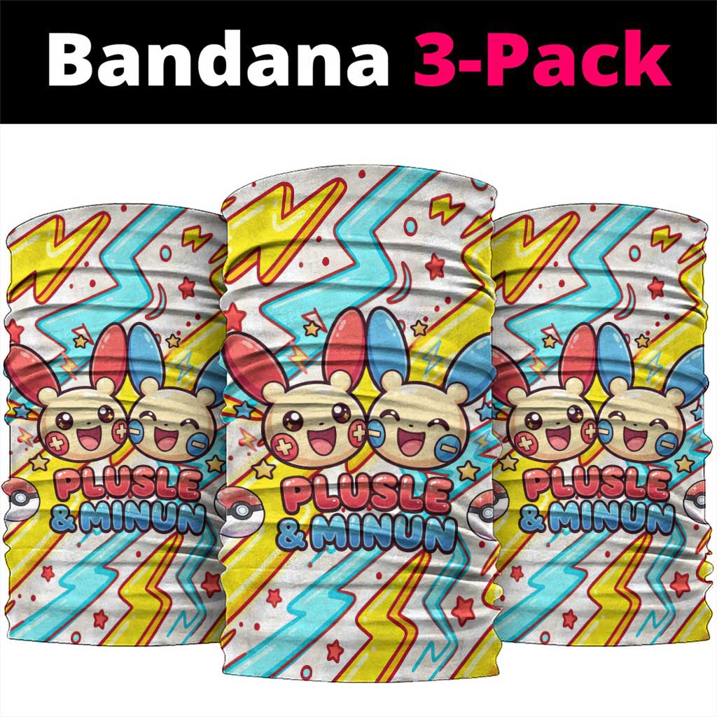 Plusle & Minun Neck Gaiter Colorful Kawaii Lightning Pop Art