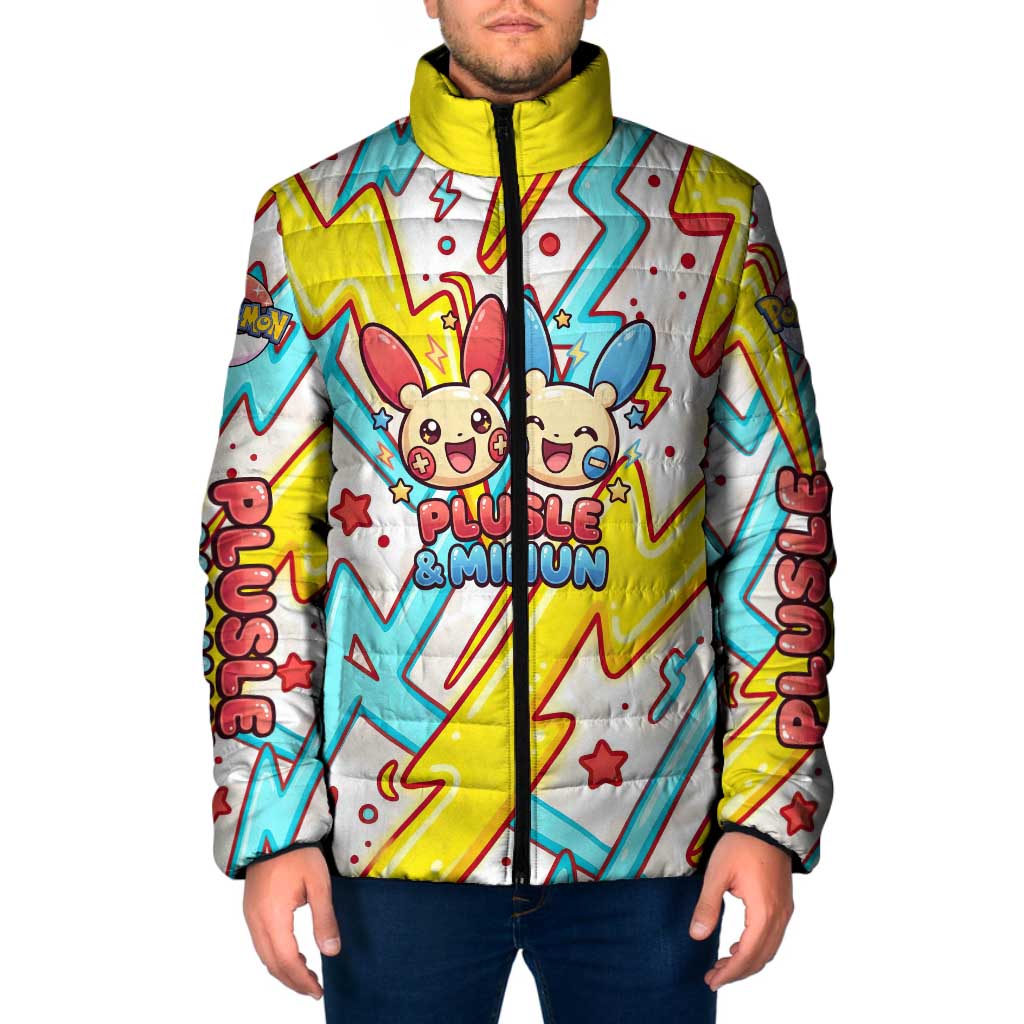 Plusle & Minun Padded Jacket Colorful Kawaii Lightning Pop Art