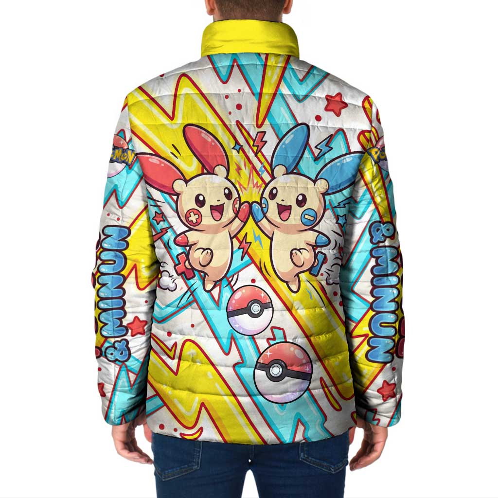 Plusle & Minun Padded Jacket Colorful Kawaii Lightning Pop Art