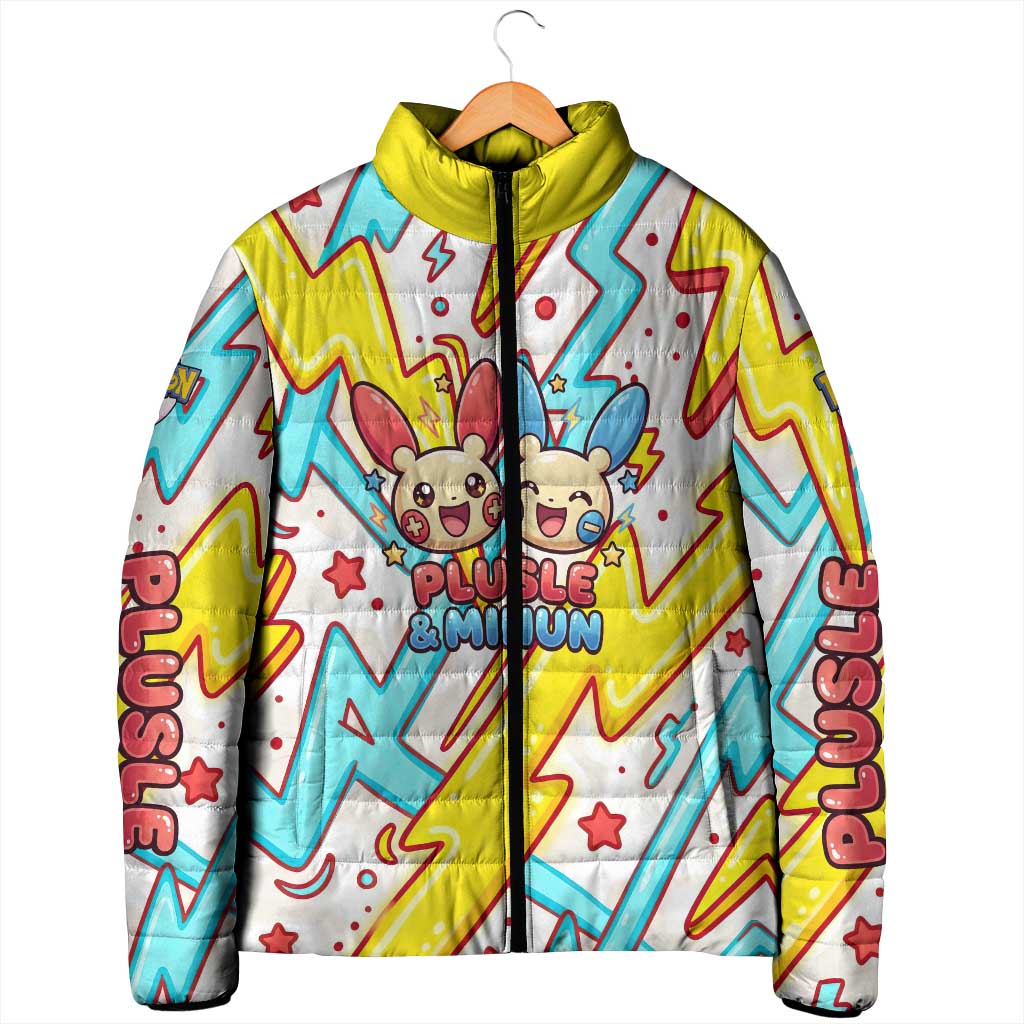 Plusle & Minun Padded Jacket Colorful Kawaii Lightning Pop Art