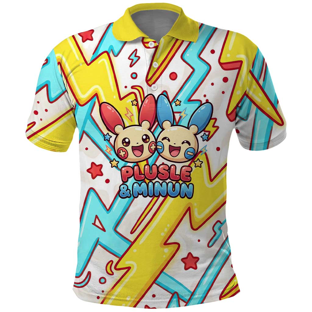 Plusle & Minun Polo Shirt Colorful Kawaii Lightning Pop Art