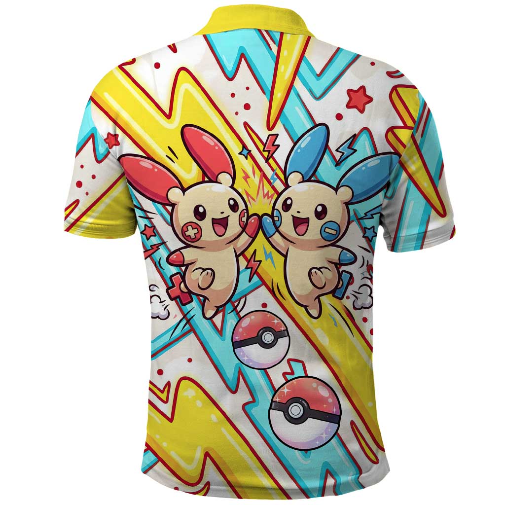 Plusle & Minun Polo Shirt Colorful Kawaii Lightning Pop Art
