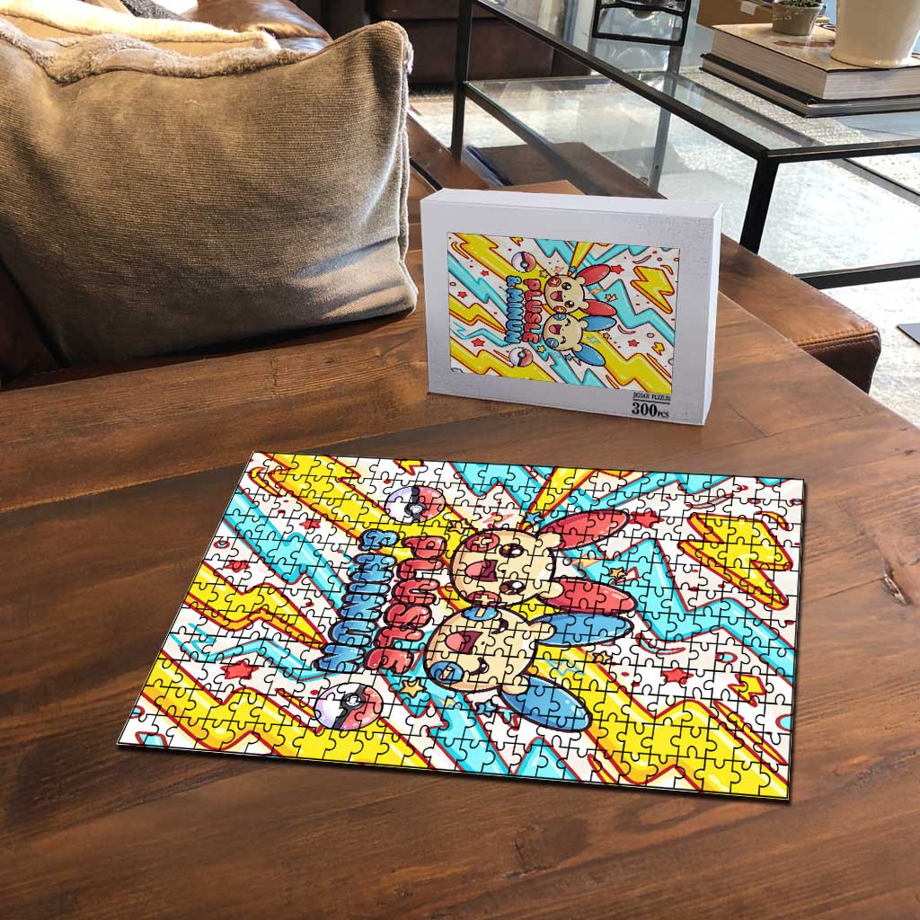 Plusle & Minun Puzzle Colorful Kawaii Lightning Pop Art