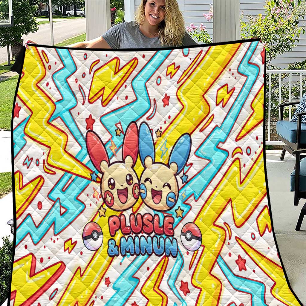 Plusle & Minun Quilt Colorful Kawaii Lightning Pop Art