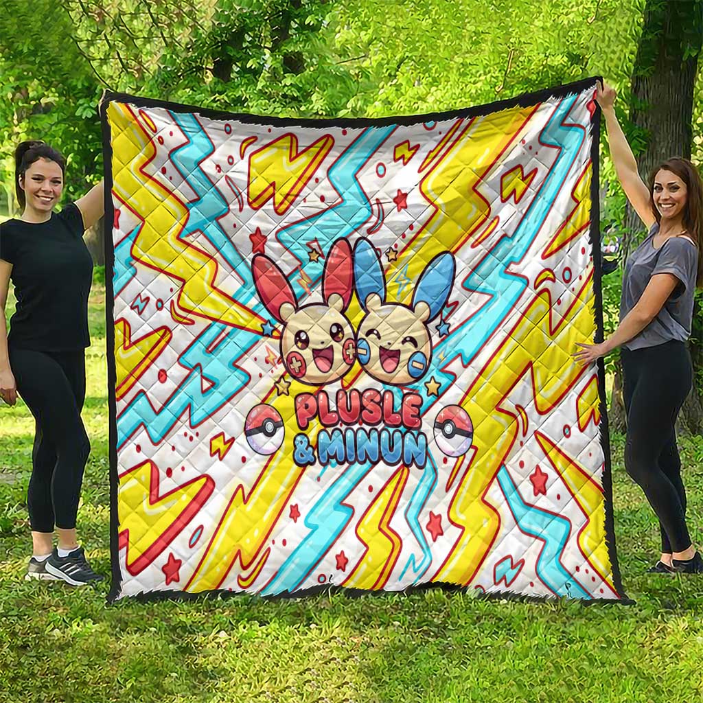 Plusle & Minun Quilt Colorful Kawaii Lightning Pop Art