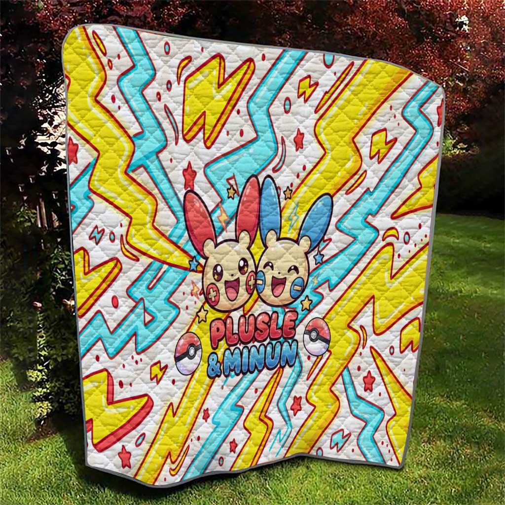Plusle & Minun Quilt Colorful Kawaii Lightning Pop Art