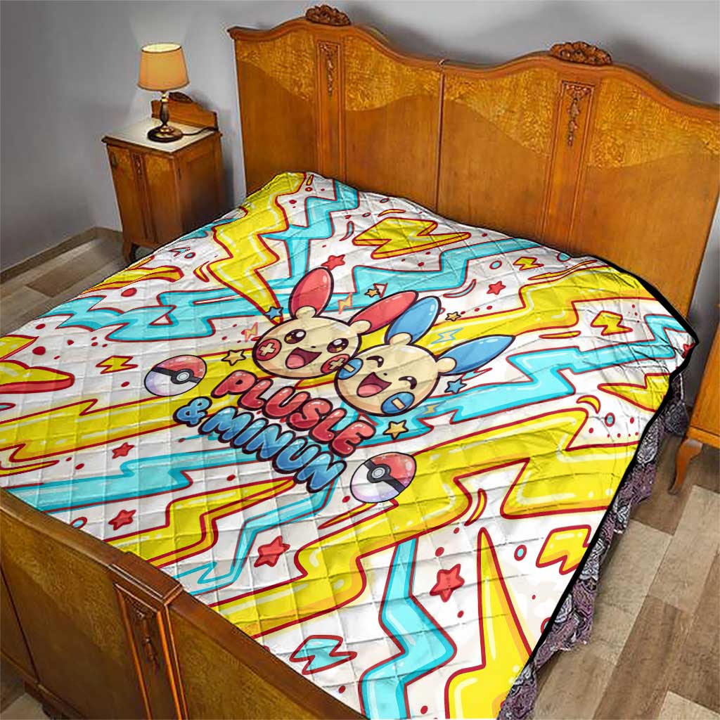 Plusle & Minun Quilt Colorful Kawaii Lightning Pop Art