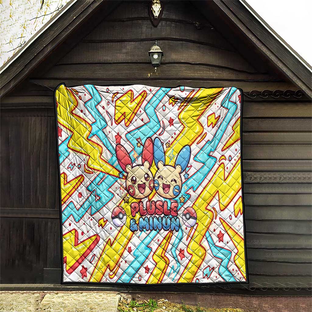 Plusle & Minun Quilt Colorful Kawaii Lightning Pop Art
