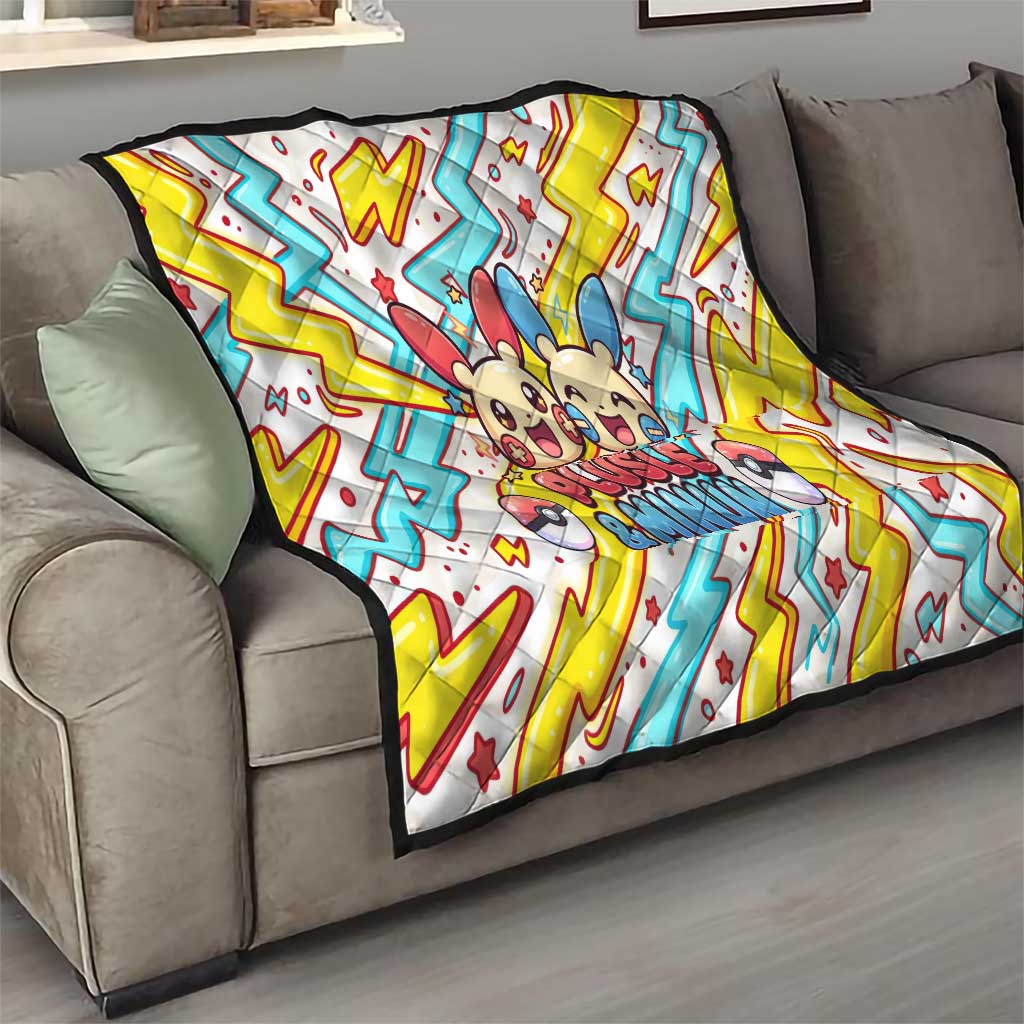 Plusle & Minun Quilt Colorful Kawaii Lightning Pop Art