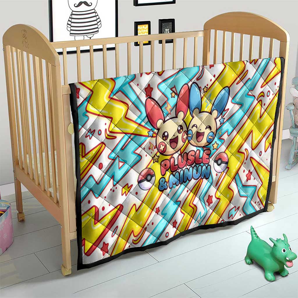 Plusle & Minun Quilt Colorful Kawaii Lightning Pop Art