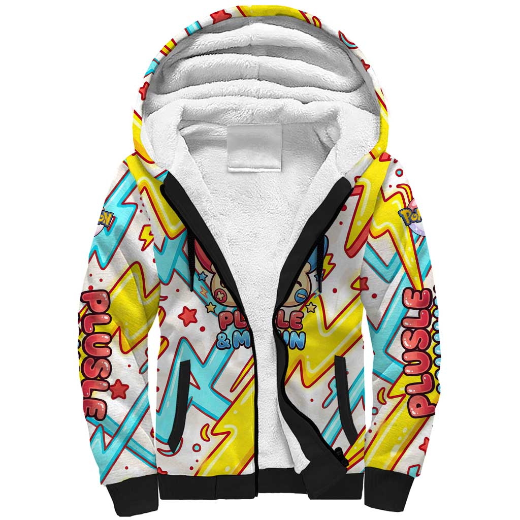 Plusle & Minun Sherpa Hoodie Colorful Kawaii Lightning Pop Art