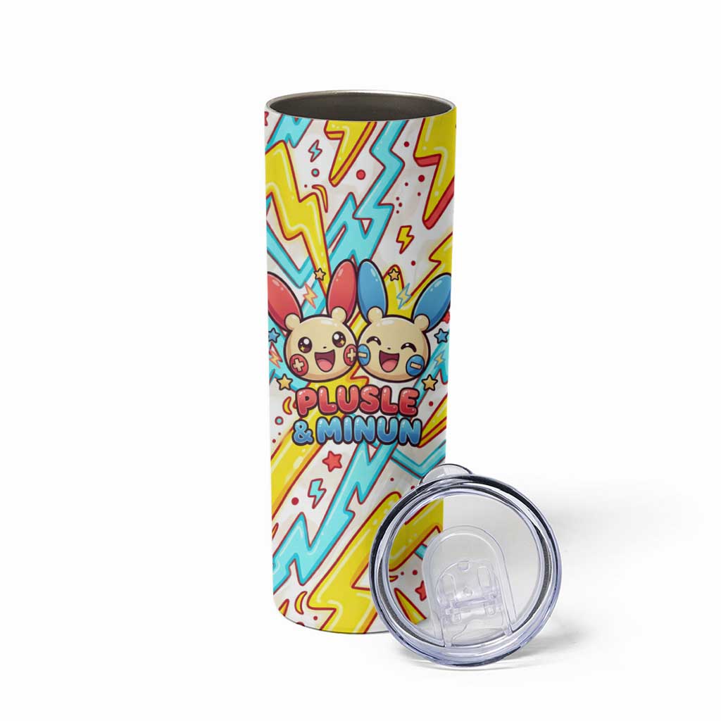 Plusle & Minun Skinny Tumbler Colorful Kawaii Lightning Pop Art