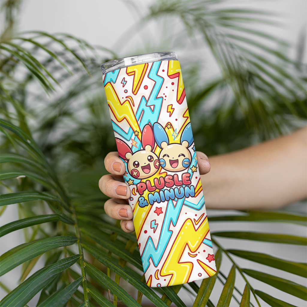 Plusle & Minun Skinny Tumbler Colorful Kawaii Lightning Pop Art