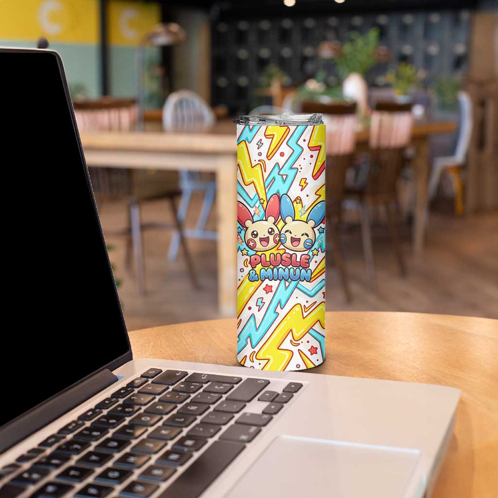 Plusle & Minun Skinny Tumbler Colorful Kawaii Lightning Pop Art