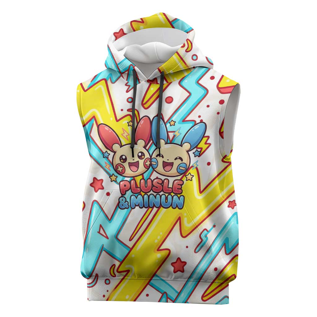 Plusle & Minun Sleeveless Hoodie Colorful Kawaii Lightning Pop Art