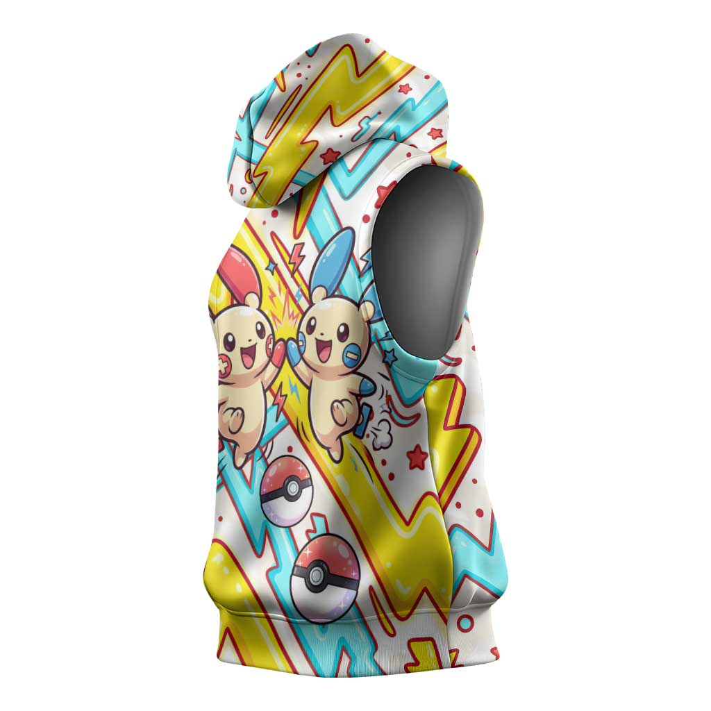 Plusle & Minun Sleeveless Hoodie Colorful Kawaii Lightning Pop Art