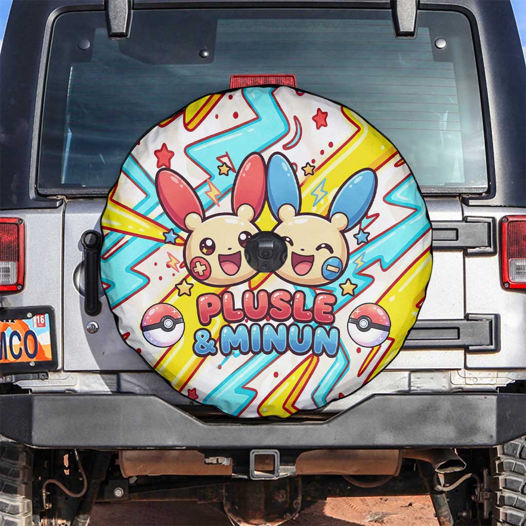 Plusle & Minun Spare Tire Cover Colorful Kawaii Lightning Pop Art